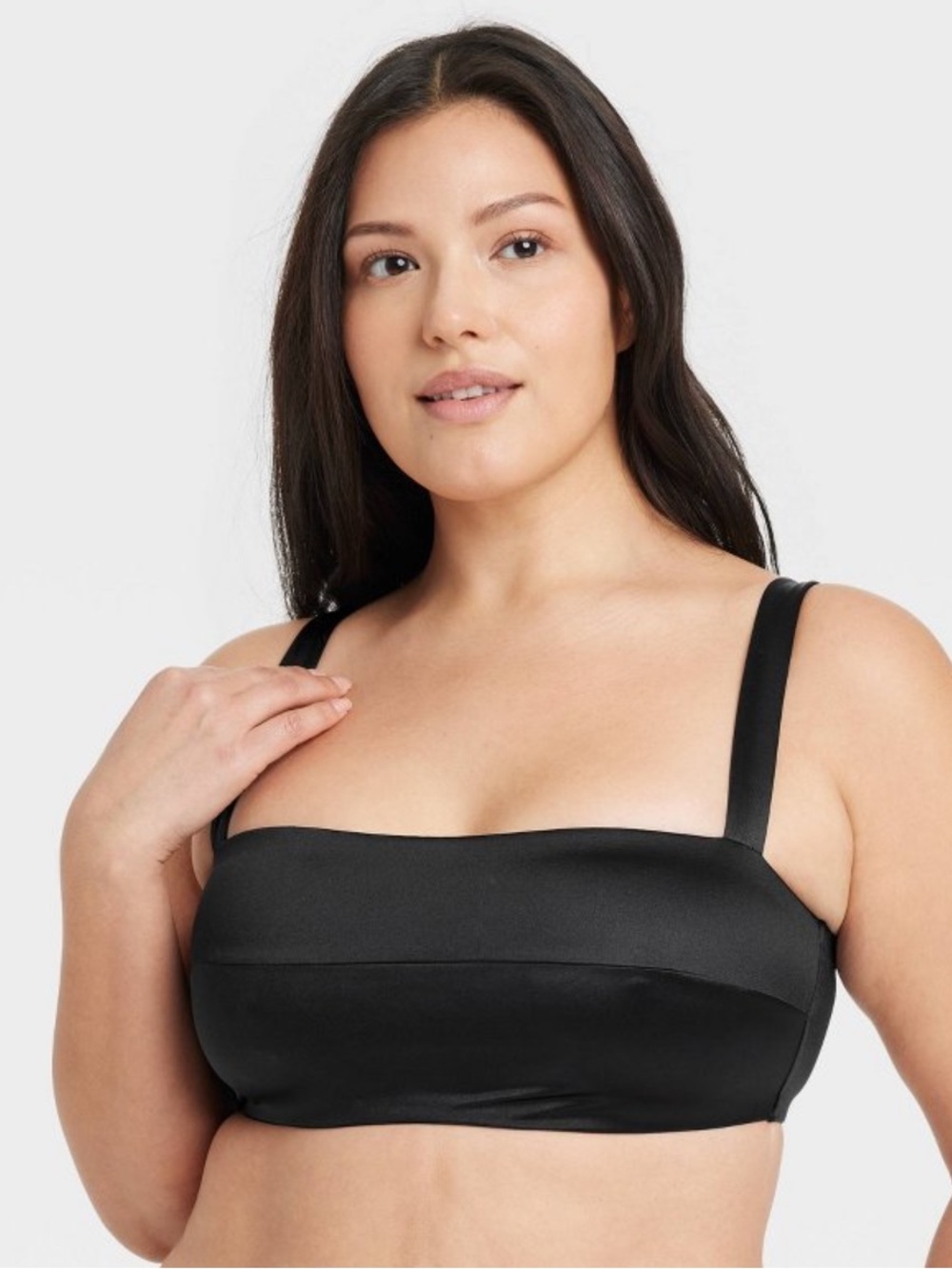 Auden Satin Unlined Wireless Bralette Black Adjustable Strap Pullover XXL